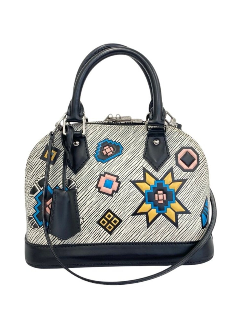 Louis Vuitton Alma BB Epi Denim 2-Way Shoulder Bag White Black
